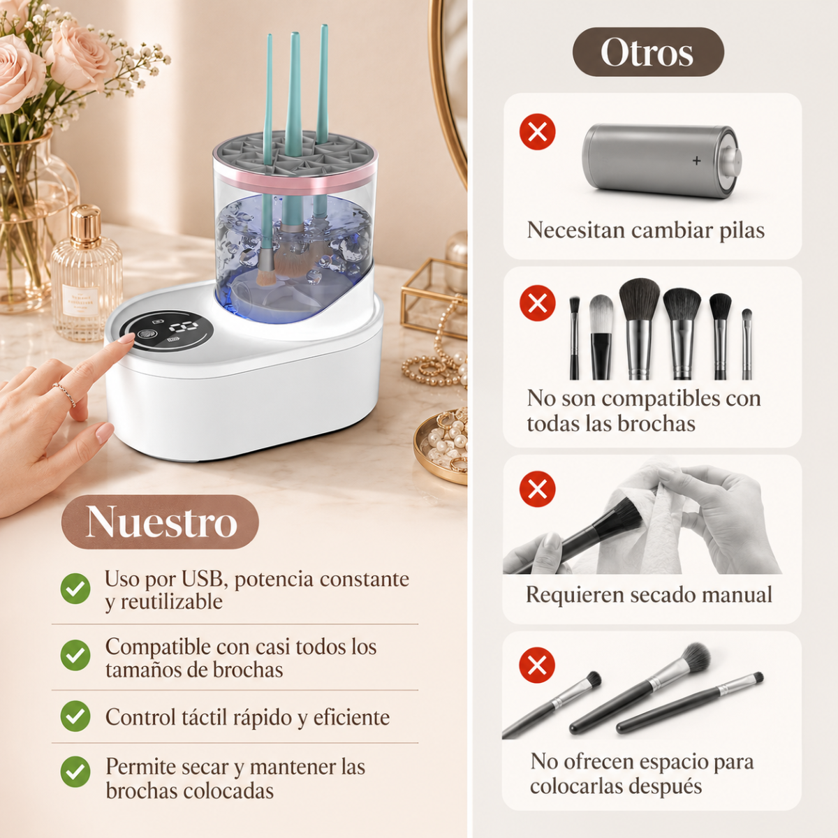 Limpiador eléctrico de brochas recargable HZ‑008