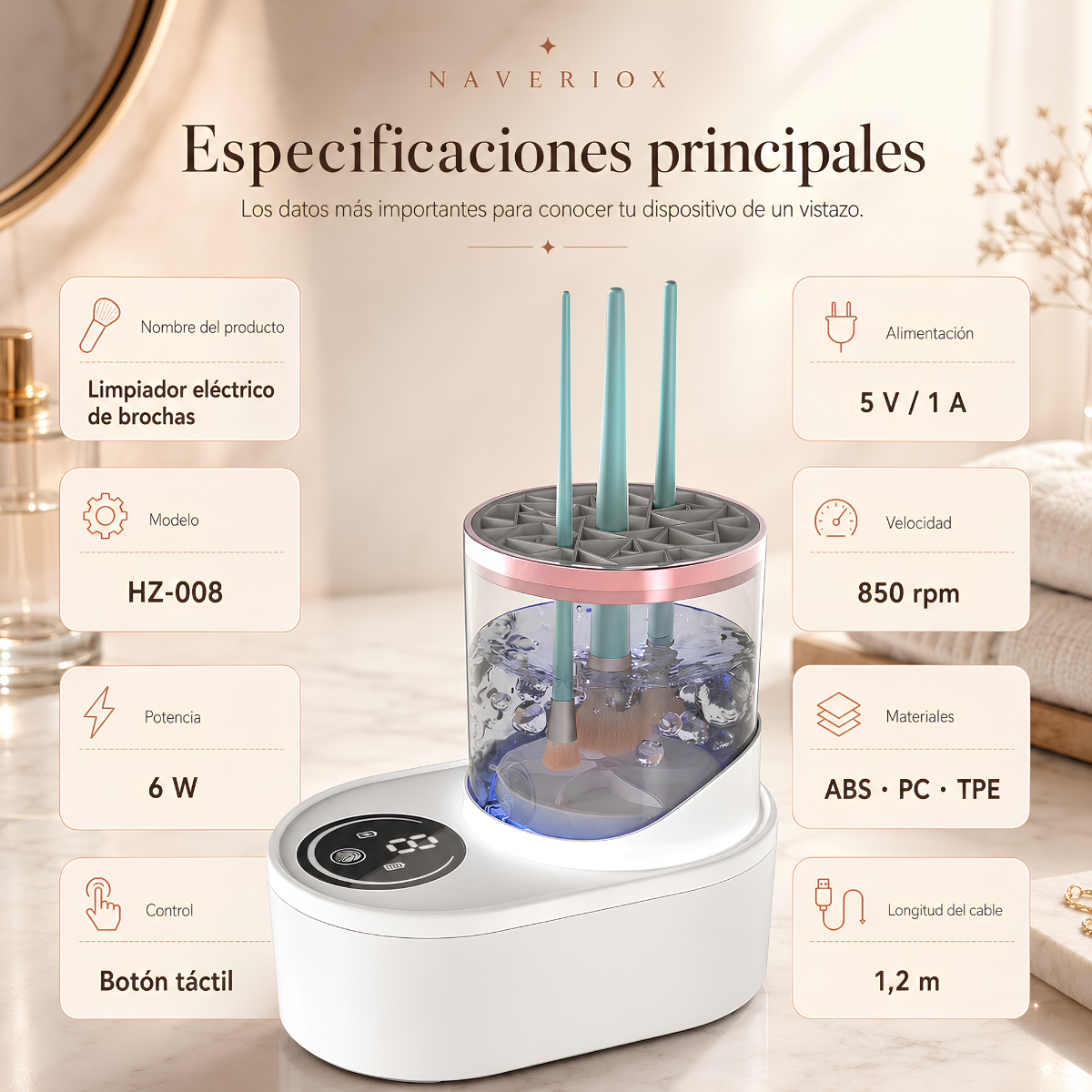 Limpiador eléctrico de brochas recargable HZ‑008