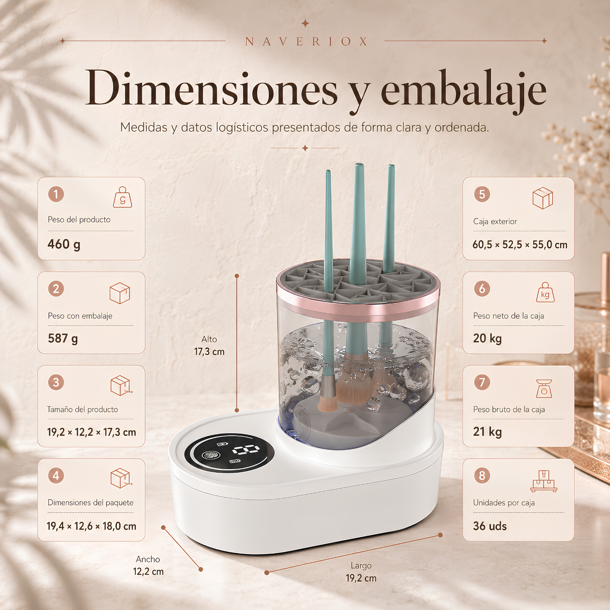 Limpiador eléctrico de brochas recargable HZ‑008