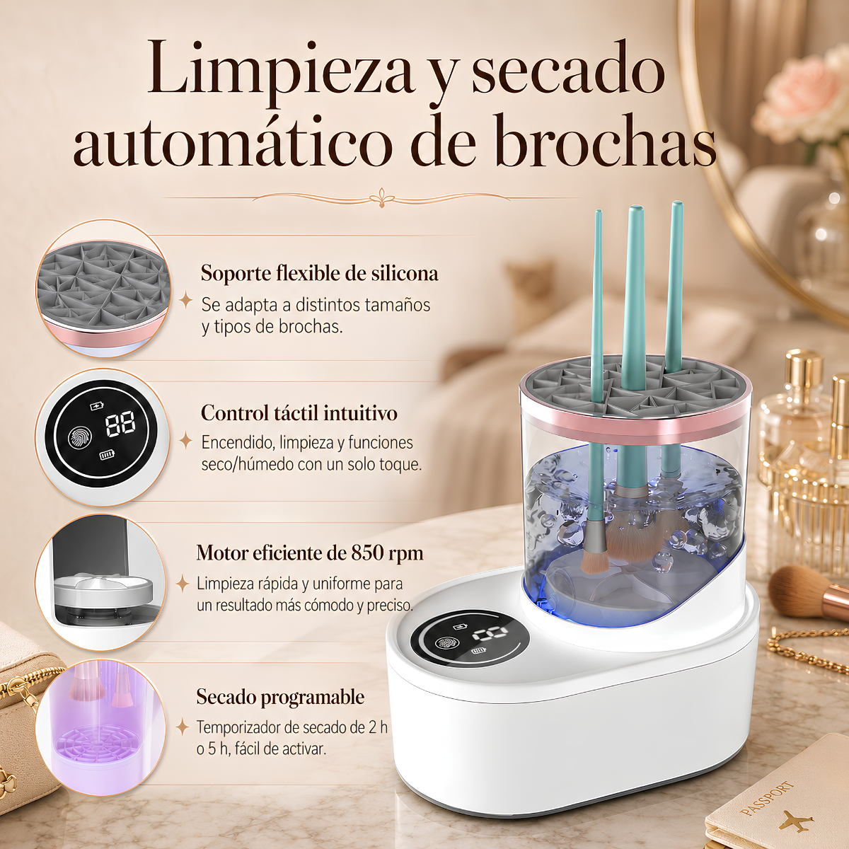 Limpiador eléctrico de brochas recargable HZ‑008